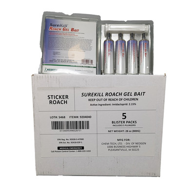 Surekill Roach Gel Bait  5 packs - 5 x 4 x 40g Tubes by Neogen