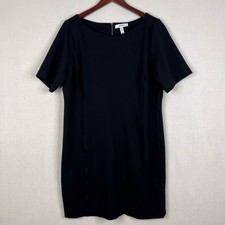 SPANX Black Ponte Sheath Dress Boat Neck Short Sleeve Zipper Closure Size 2X