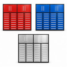 7FT Pro Duty Steel Workbench 32 Drawers  2 Cabinets Tool Storage Cabinet
