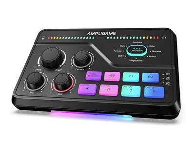Fifine AmpliGame SC8 USB-C Audio Mixer 48V Phantom RGB 7.1 for PC/PS4