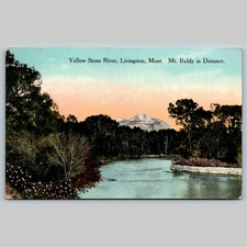 Postcard Yellowstone River Livingston Montana Mt Baldy Scenic View