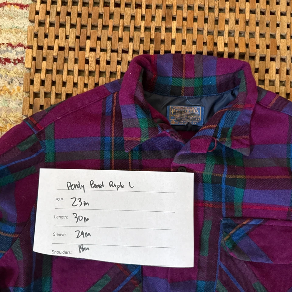 Camisa de Tablero Pendleton Original Vintage Púrpura Cuadros Para Hombre Talla Grande L De Colección Foto 3 de 3