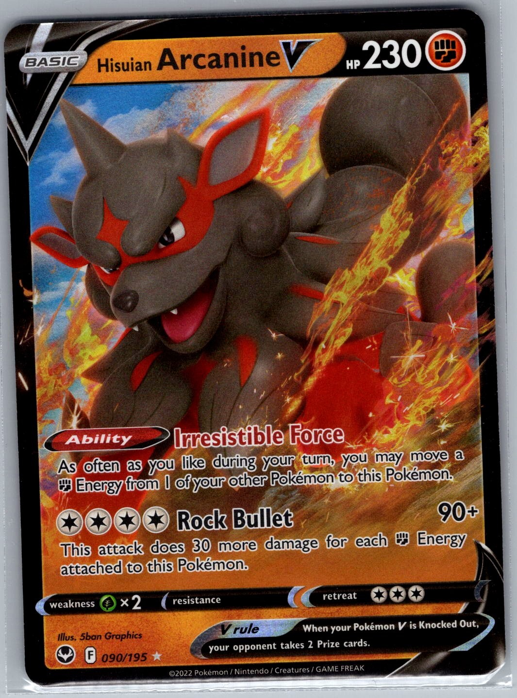 Hisuian Arcanine V 090/195 SWSH12: Silver Tempest - Pokemon Card - NM