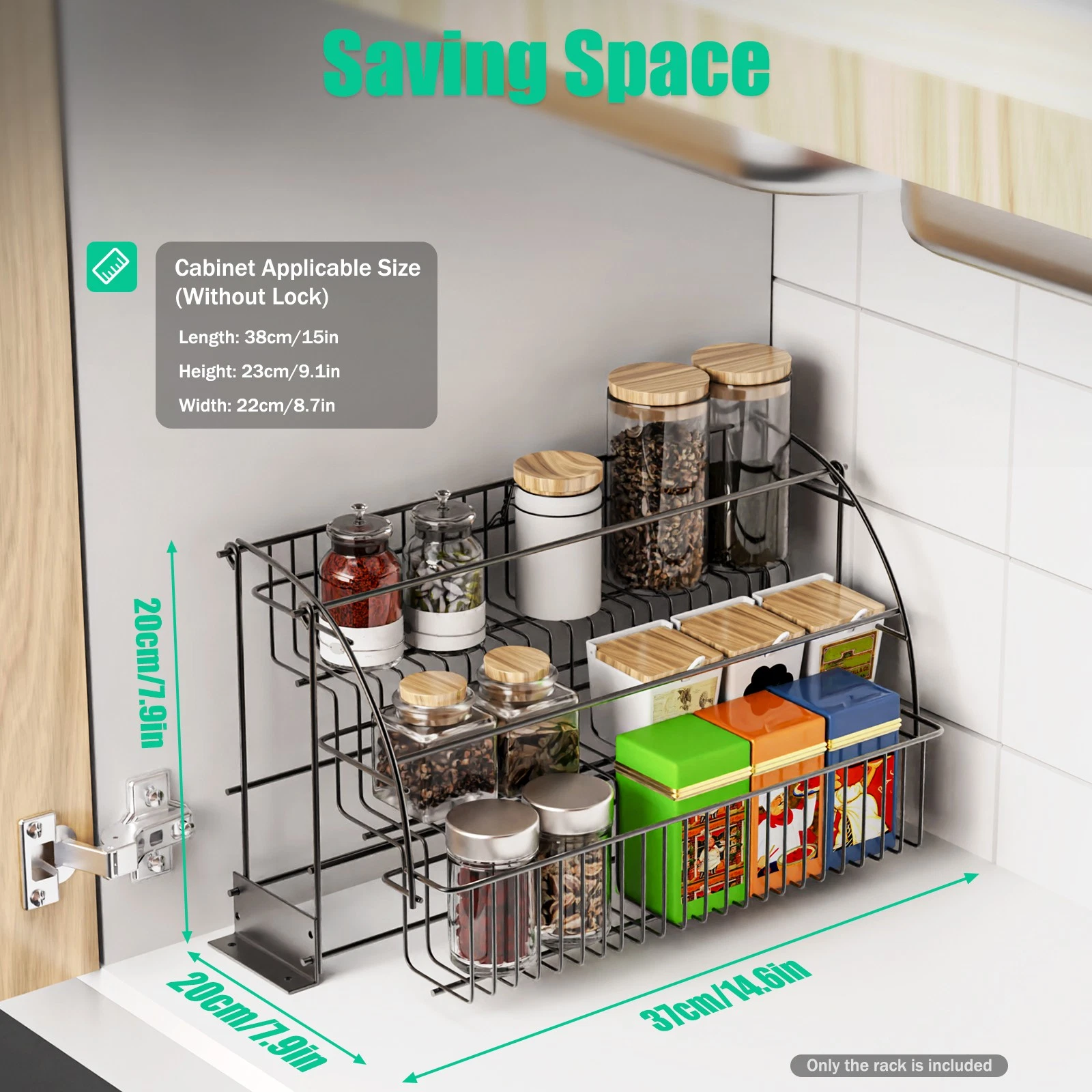 3-Tier Pull down Cabinet Spice Rack Organizer,Metal Storage Shelf For Kitchen US