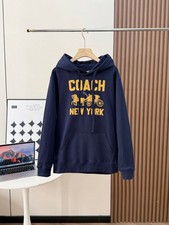 NWT COACH Men's Women's Navy Signature Hoodies W Hat Coat Organic Cotton