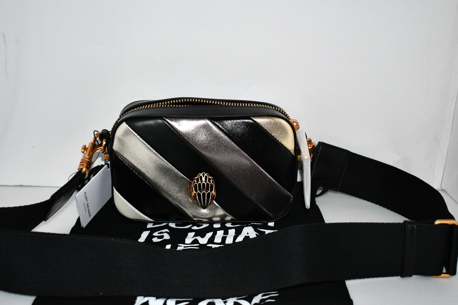 Kurt Geiger London Soho Leather Camera Bag in Open Grey #0002265109 NWT