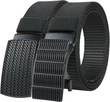 2 Pack Mens Ratchet Belt, Casual Tactical Golf Nylon Web Belt with Automatic
