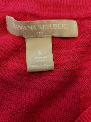 Banana Republic Sweater Women Small Hot Pink Deep Vneck Boho Light Knit - Picture 6 of 10
