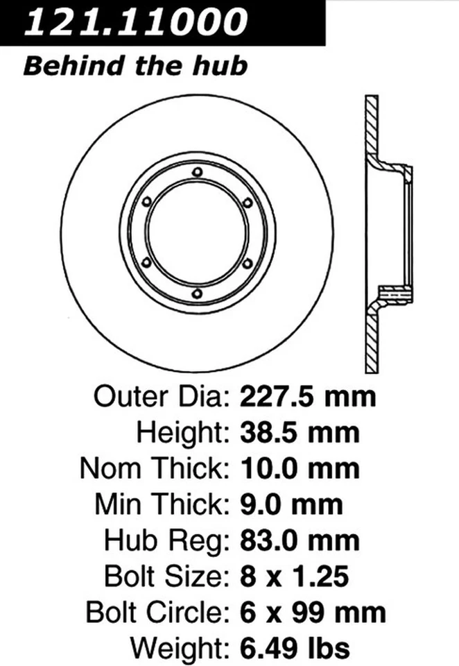 Rotor de freno de disco Centric Parts 121.11000 para 71-83 Renault LeCar R12 R15 R17 R5 Foto 3 de 4