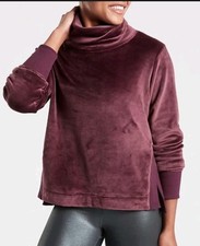 Athleta Double Cozy Karma Funnel Neck Pullover Sweatshirt Womens Medium Burgundy