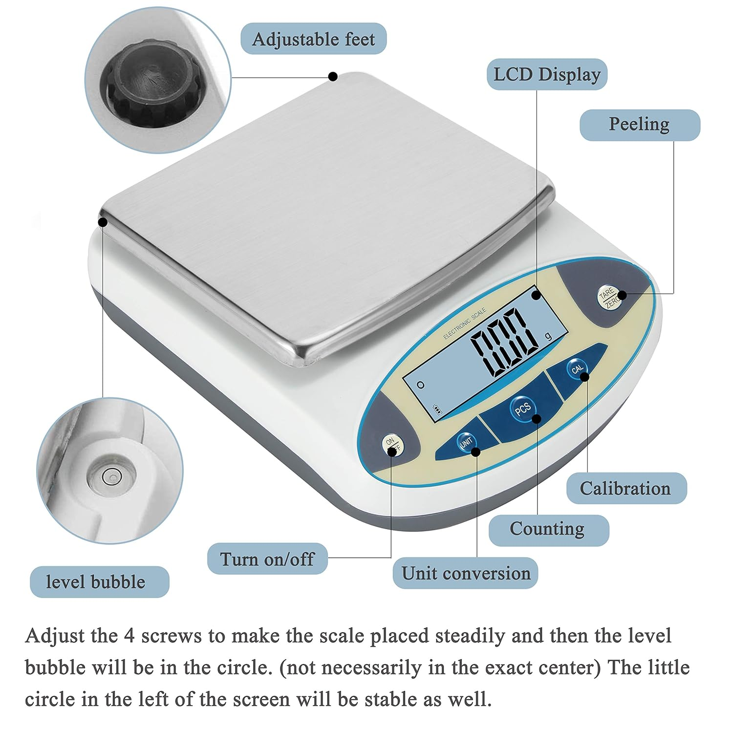 Lab Scale 5000Gx0.01G High Precision Electronic Analytical Balance 0 ...