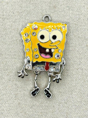 SpongeBob SquarePants Dangling Legs Enamel And Rhinestone Silver Tone Pendant