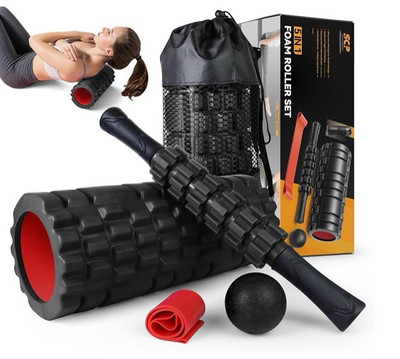 5 in1 Foam Roller Set, Trigger Point Foam Rollers, Massage Roller Back Stretcher
