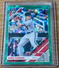 TREA TURNER 2019 Panini Optic GREEN CRACKED ICE PRIZM FOTL PARALLEL #4/7 !