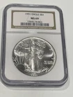 1991 American Silver Eagle $1 NGC MS69 Classic Brown Label 1oz .999 Fine Silver