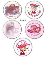 #14 FUN BUTTONS 3" PIN BACKS FAVORS GIFTS FOR RED HAT LADIES OF SOCIETY