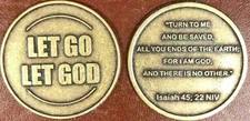 1x Let Go God Metal COIN Challenge Token Christian Lord Bible CHRIST Pray Isaiah