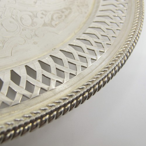 THOMAS BRADBURY Sheffield Chased Silverplate c1862 Salver ARMORIAL CREST Bull - Picture 7 of 13