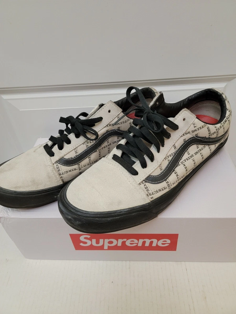 Supreme x Vans Old Skool Pro Logo Pattern - White for sale | eBay