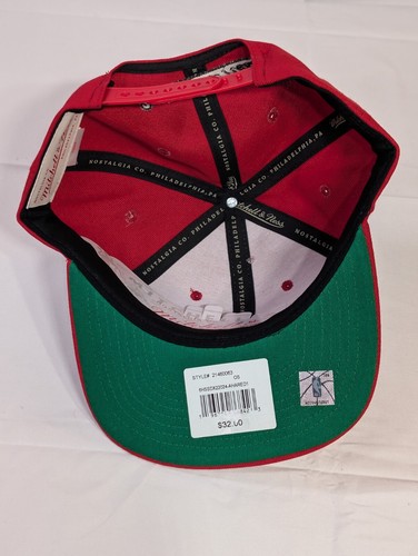 Mitchell & Ness Atlanta Hawks Hat Red Snapback Reverse Wordblock Logo Cap NBA - Picture 3 of 4