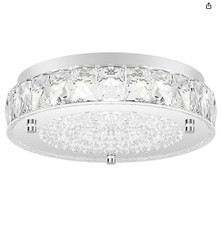 Crystal Chandeliers Flush Mount LED Ceiling Light Fixture, 5000K Daylight Whi...
