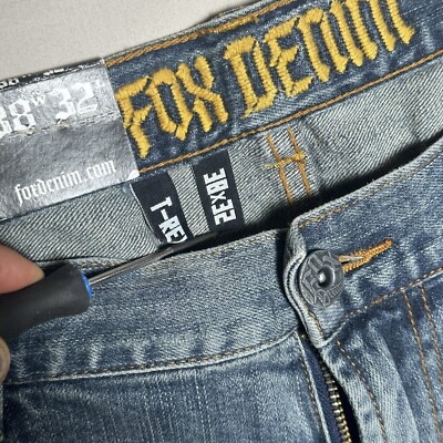 NEW Fox Denim Jeans Skinny Fit Low Rise Slim Leg 38x32 NEW Fox Denim Jeans Skinny Fit Low Rise Slim Leg 38x32