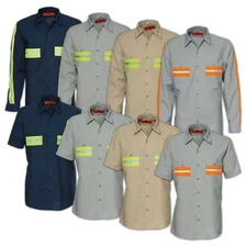 Reed Work Shirts Enhanced Visibility Reflective Hi Vis Men's Industrial Uniform