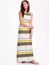 Old Navy Cool Stripe Sleeveless Jersey Racerback Maxi Dress Summer Beachy MED