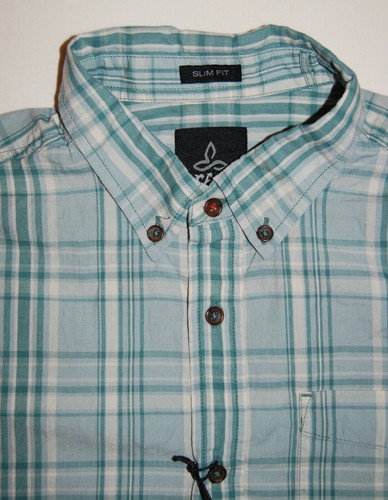 Neu mit Etikett prAna kariertes Agave türkisgrün Mikael schmale Passform LS Button-Down-Hemd für Herren M L - Bild 2 von 12