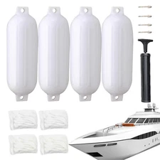 4xBoat Fenders Set Inflatable Ribbed Boat Bumpers Dock Shield Protection 10x30"
