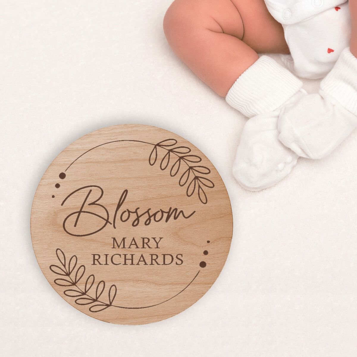 Timber baby announcement disc. Timber baby announcement disc.