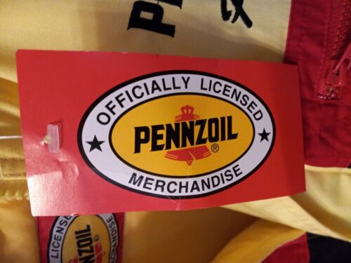 Vintage Neu aus altem Lagerbestand Pennzoil Rennjacke Gr. Erwachsene groß GELB ROT SCHWARZ bestickt Neu mit Etikett - Bild 5 von 11