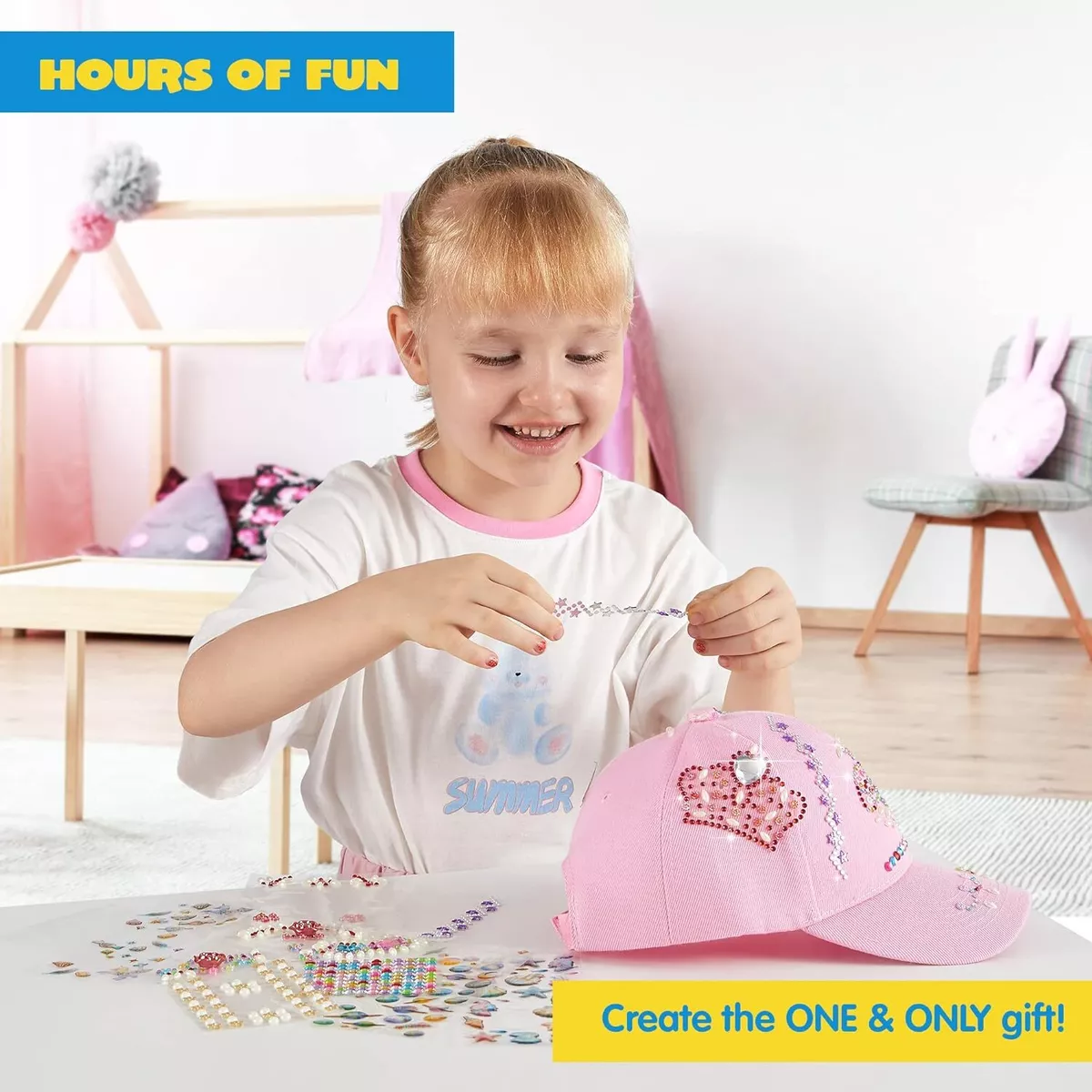 Syncfun Decorate Your Own Baseball Cap for Kids DIY Toys with Gems
