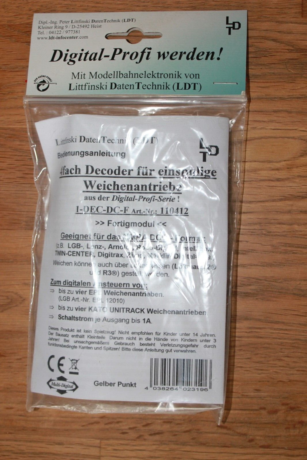 1 Stück 4-fach Weichendecoder "1-DEC-DC-F", LDT