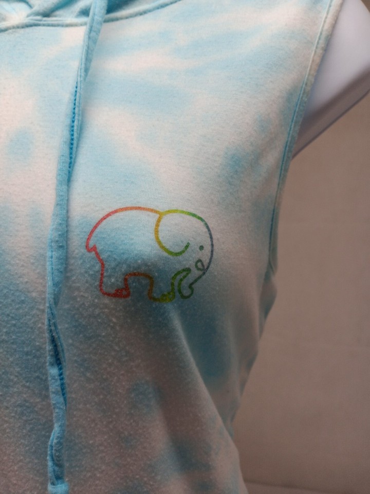 Ivory Ella Womens Medium Blue Tie Dye Hooded Sleeveless Sweatshirt