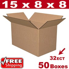 50- 15x8x8 Cardboard Boxes Mailing Packing Shipping Box 32ECT Corrugated Carton
