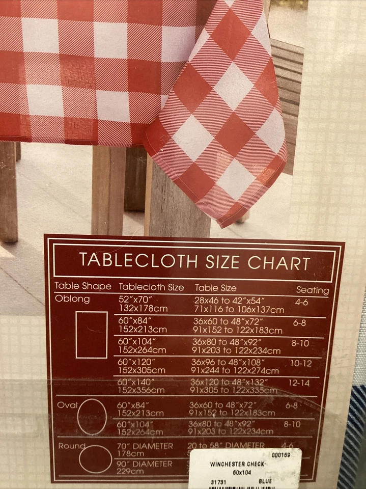 Benson Mills Tablecloth Winchester Check Blue 60”x 104” NIP - Image 3 of 4