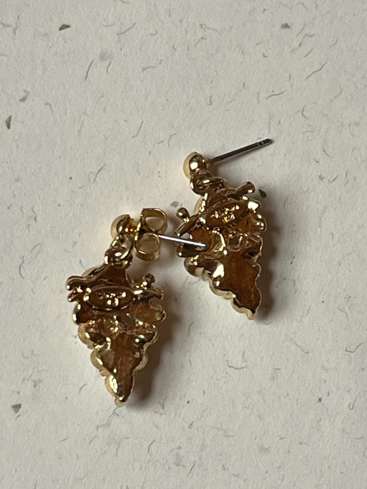 Small Avon Signed Faux White Pearl Bead Grapes w Tiny Pink Porcelain Rose Goldto - Image 3 of 4