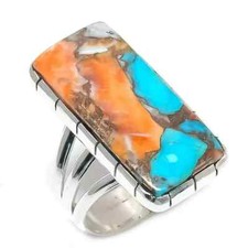 Lovely Oyster Turquoise Ring 925 Sterling Silver Statement Ring All Size R347