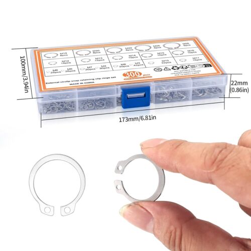 300 Pcs Retaining Ring Set Internal Snap Rings Kits Stainless Steel External Cir - 第 5/9 張圖片