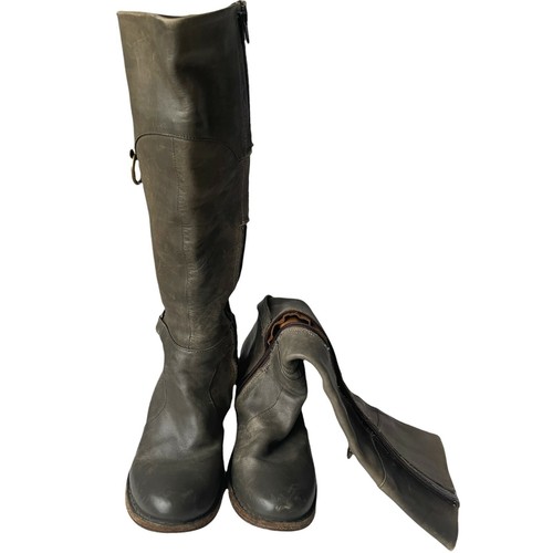 Stivali Fiorentini and Baker Donna 38 Grigio Pelle Oliva Al ginocchio - Necessita di riparazione - Foto 4 di 10