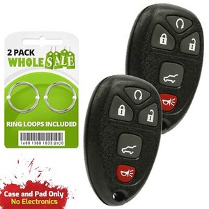 2 Replacement Key Fob Shell Cases For Chevy GMC - Black, 1BT Style (Remotez4less R4L3830)