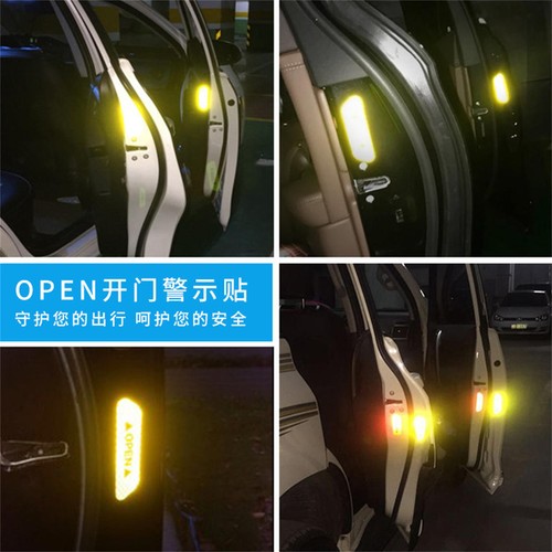 8 PCS Auto Door Open Sticker Reflective Tape Safety Warning Decal Universal Car - Picture 8 of 20