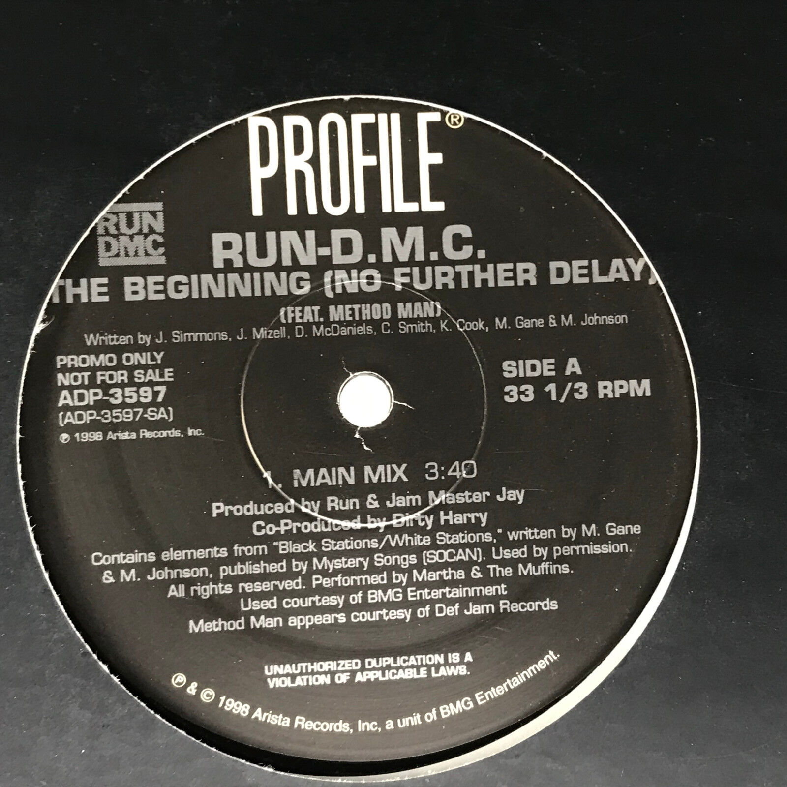 Run-DMC Method Man The Beginning Vinyl Record Original Hip Hop Promo 12