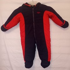 OshKosh B'Gosh Snowsuit Infant Size 18M Black And Red Zipper Hooded