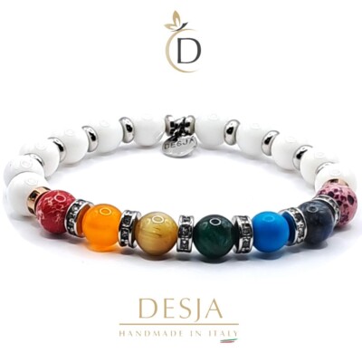 Desja Diamond 7 Chakra Armband Natursteine | Herren Damen | Edelstahl