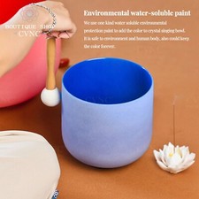CVNC 432Hz 8"G Throat Chakra Color Quartz Crystal Singing Bowl Sound Heal Reiki