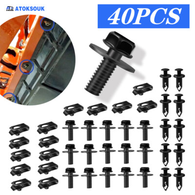 40pcs For Nissan Body Bolts U-nut Clips M6 Engine Cover Splash Shield Guard