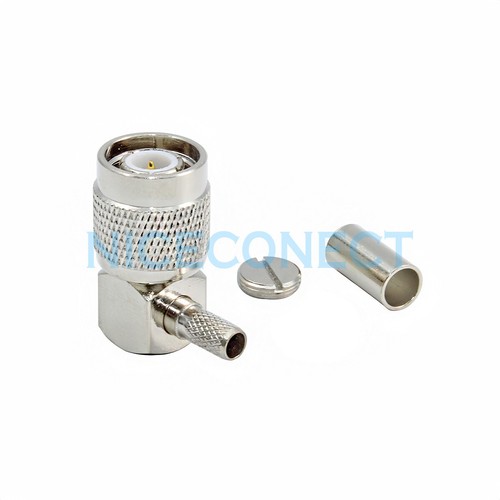 10x Conector de enchufe de crimpado de ángulo recto macho TNC para cable RG58 RG400 RG142 LMR195 - Imagen 4 de 4