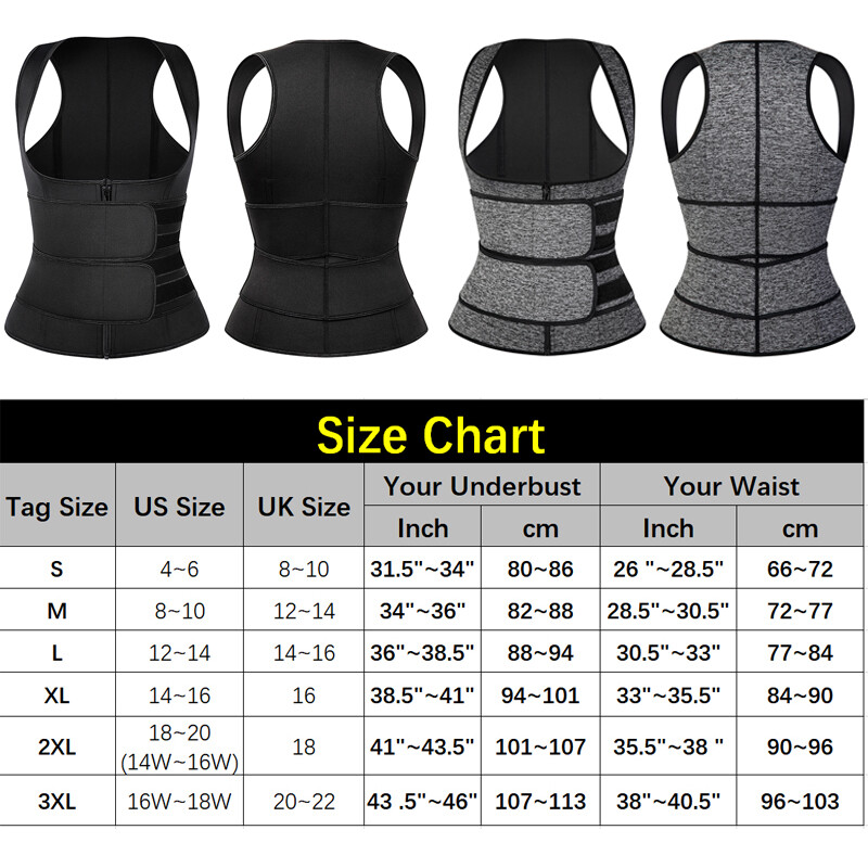 2284 Women\'s Hot Sweat Vest Waist Trainer 3 Hook + Zipper Slimming Neoprene Hot Neoprene Sauna Sweat Waist Trainer Trimmer Vest for  main image 3